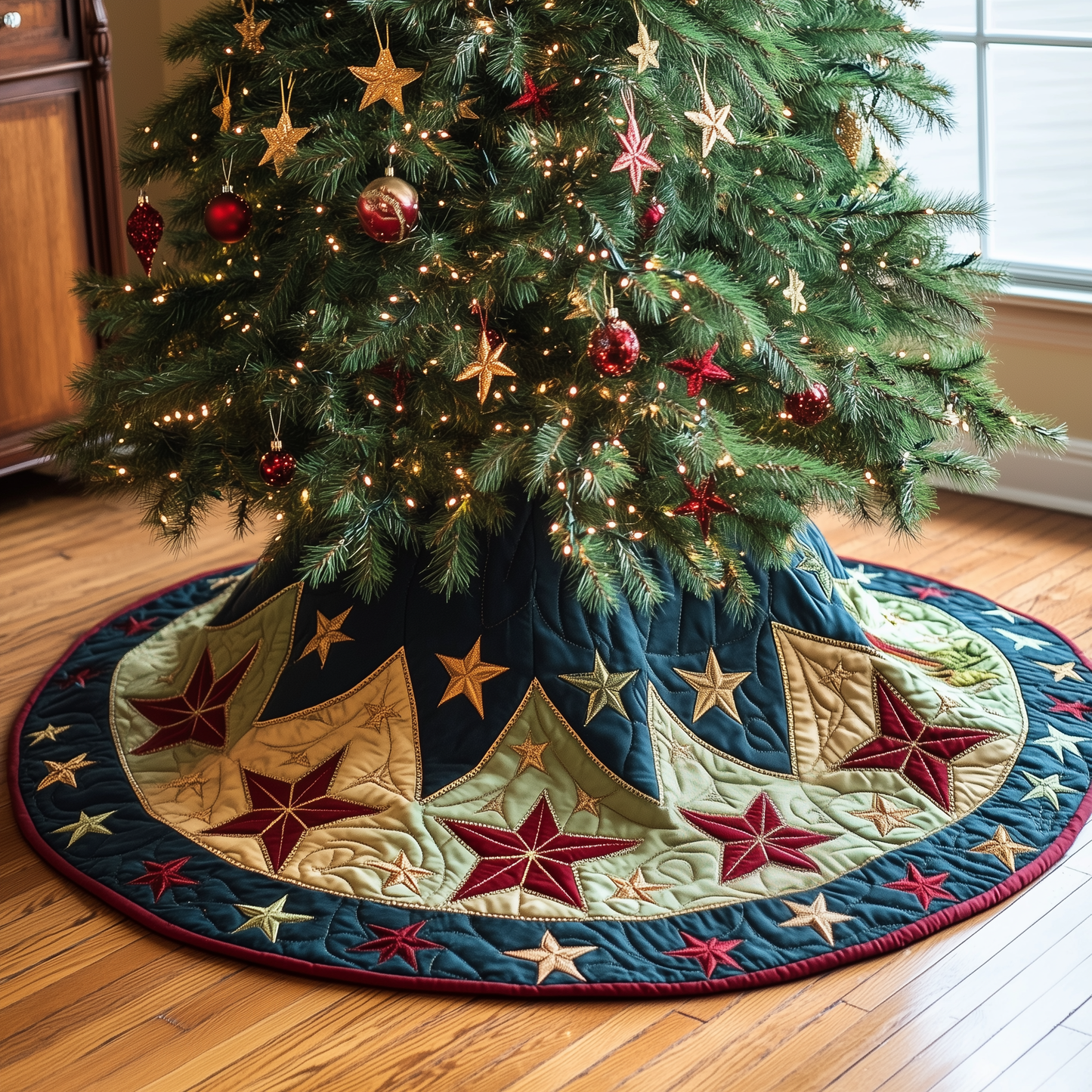 Christmas Star Quilted Tree Skirt GFTOAB1477