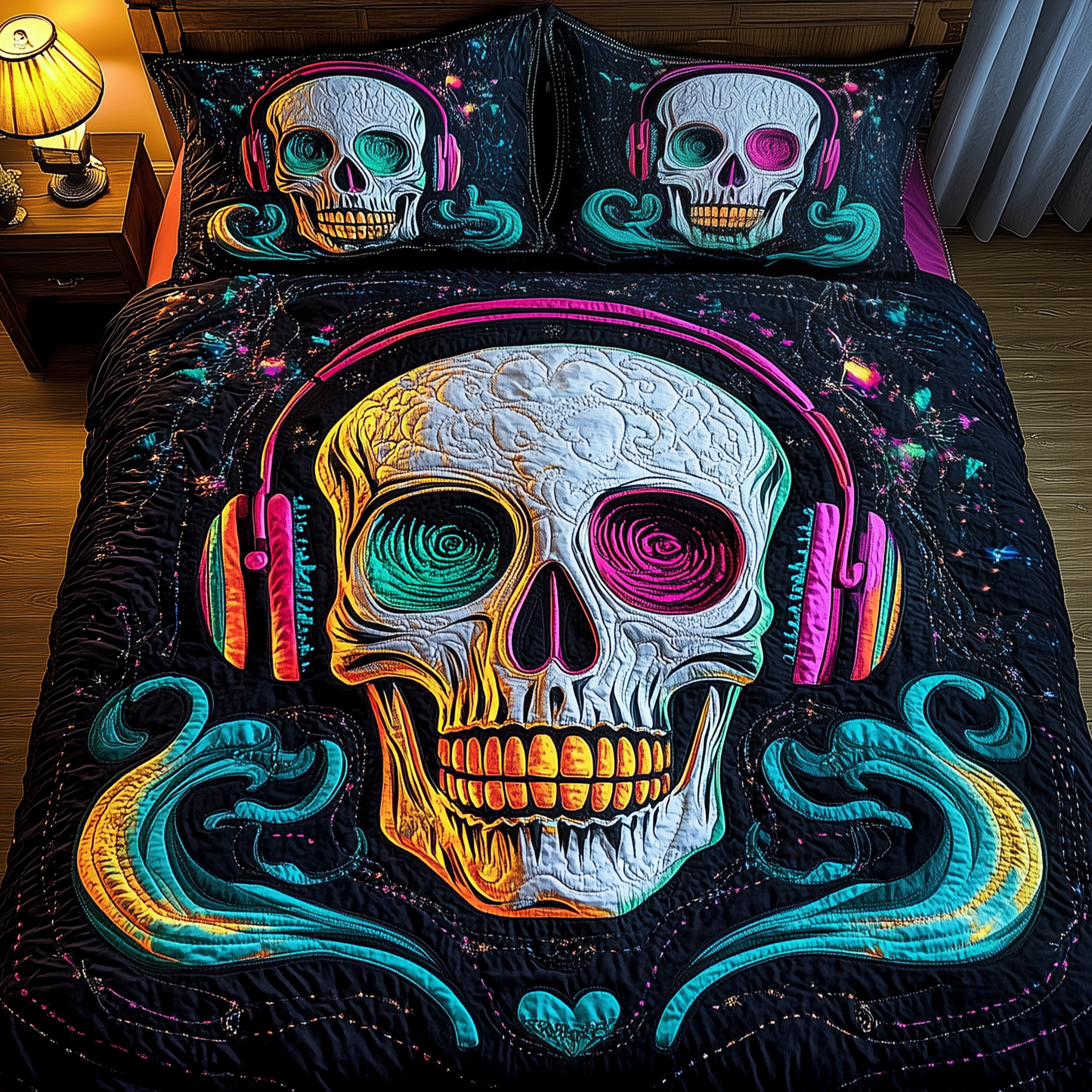 Song of Death Skull 3-Piece Quilted Bedding Set GFTOAB1503