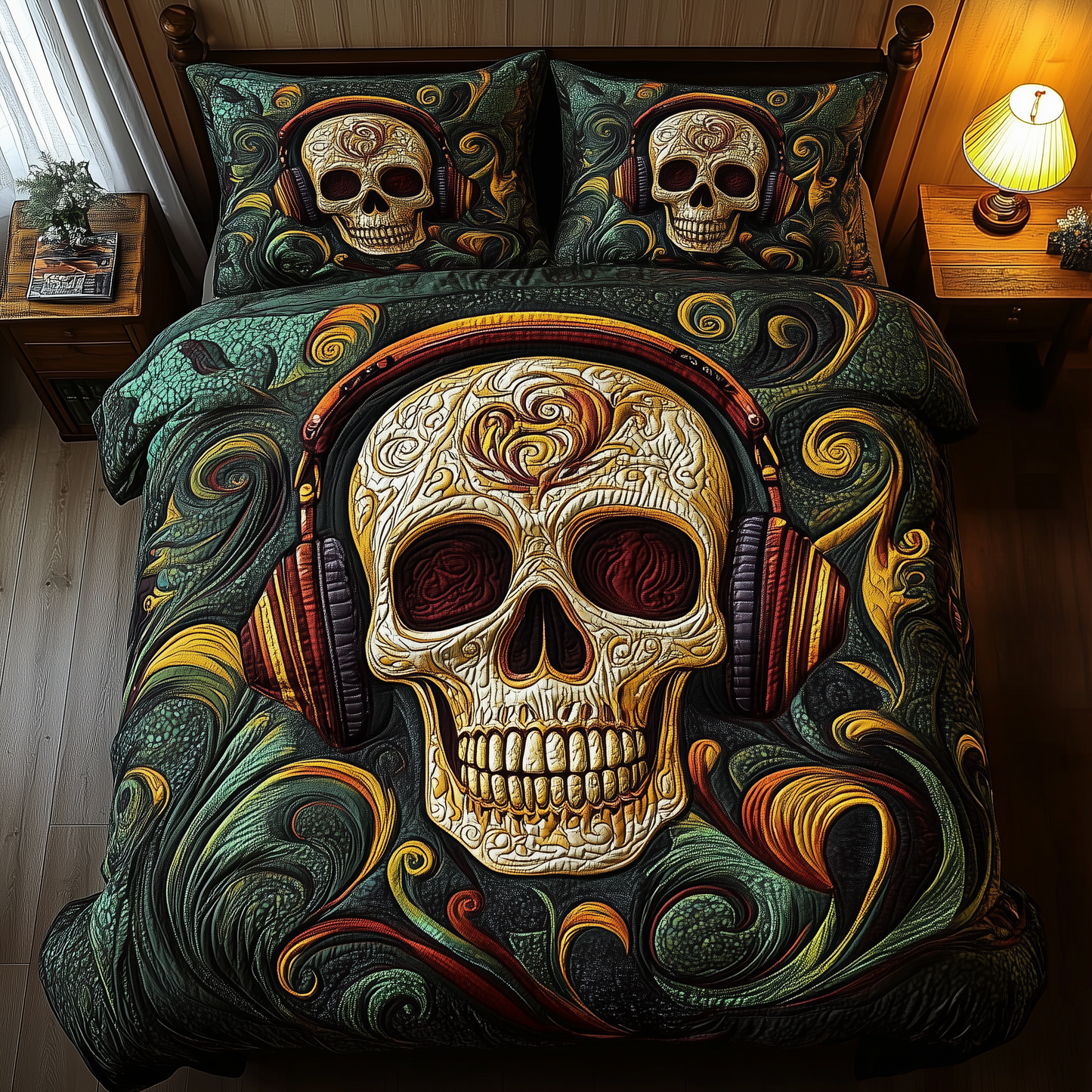 Song of Death Skull 3-Piece Quilted Bedding Set GFTOAB1504