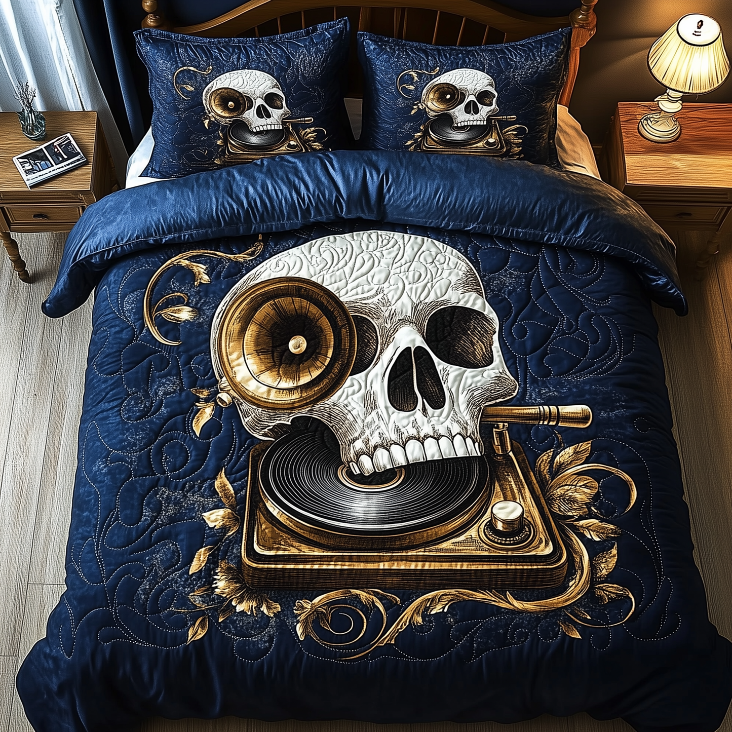 Song of Death Skull 3-Piece Quilted Bedding Set GFTOAB1506