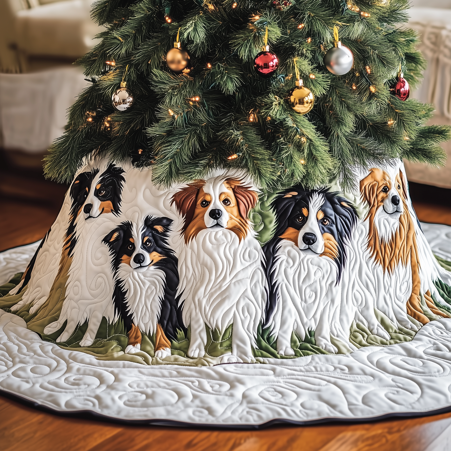 Christmas Australian Shepherd Quilted Tree Skirt GFTOAB1522