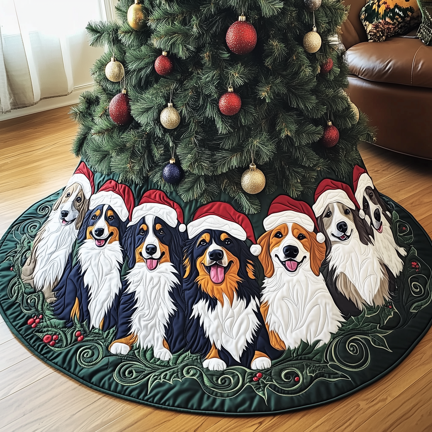 Christmas Australian Shepherd Quilted Tree Skirt GFTOAB1523