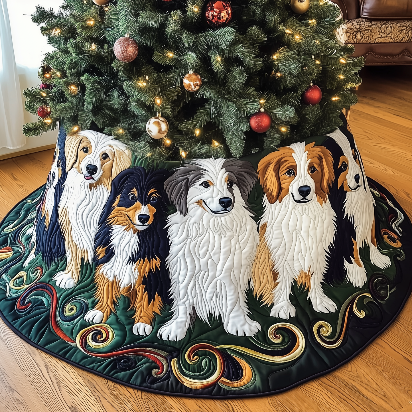 Christmas Australian Shepherd Quilted Tree Skirt GFTOAB1524