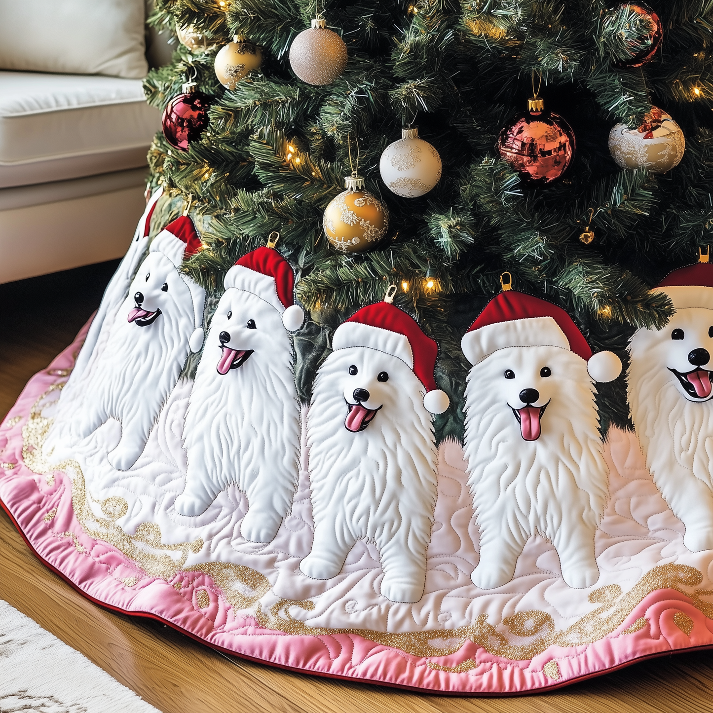 Christmas Samoyed Quilted Tree Skirt GFTOAB1541