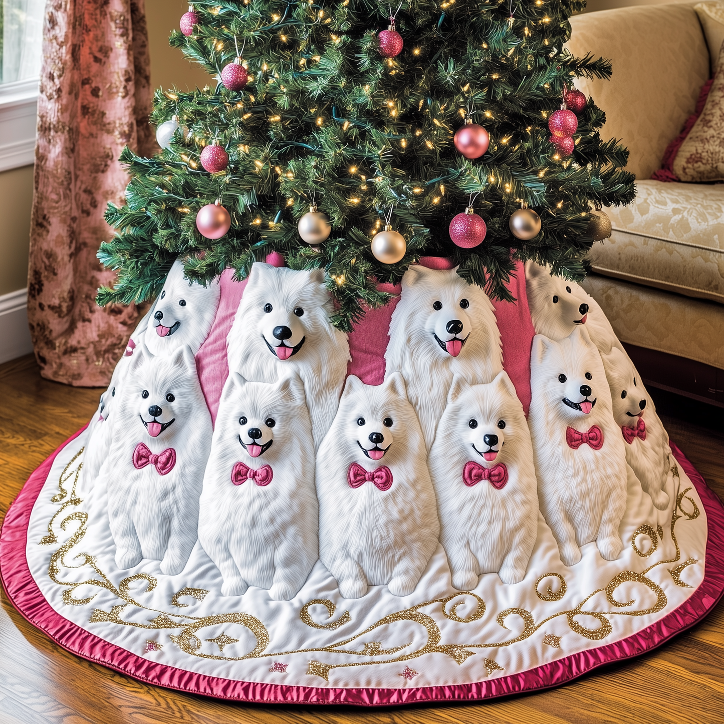 Christmas Samoyed Quilted Tree Skirt GFTOAB1542