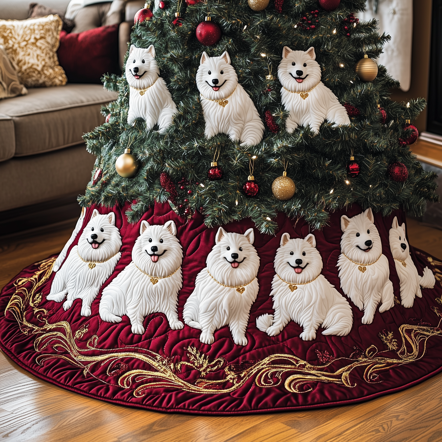 Christmas Samoyed Quilted Tree Skirt GFTOAB1545