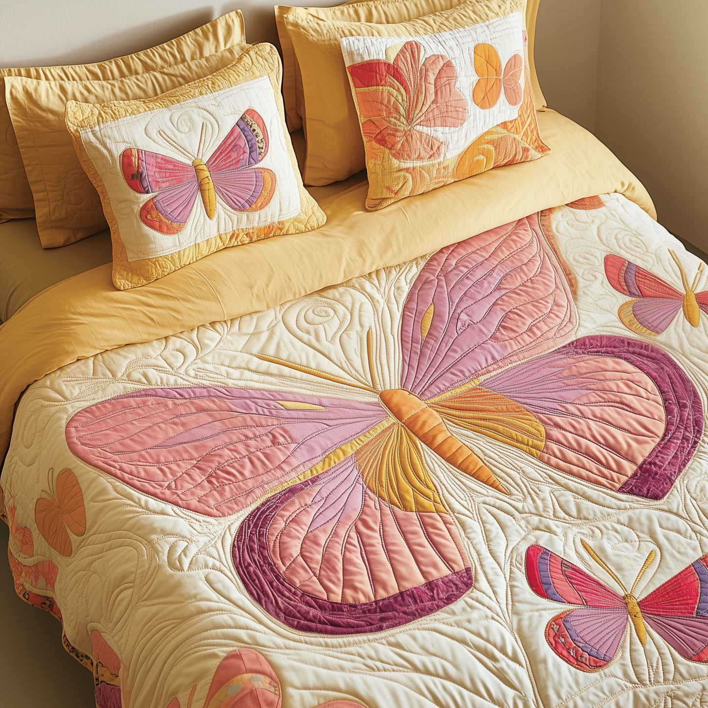 Butterfly 3-Piece Quilted Bedding Set GFTOAB185