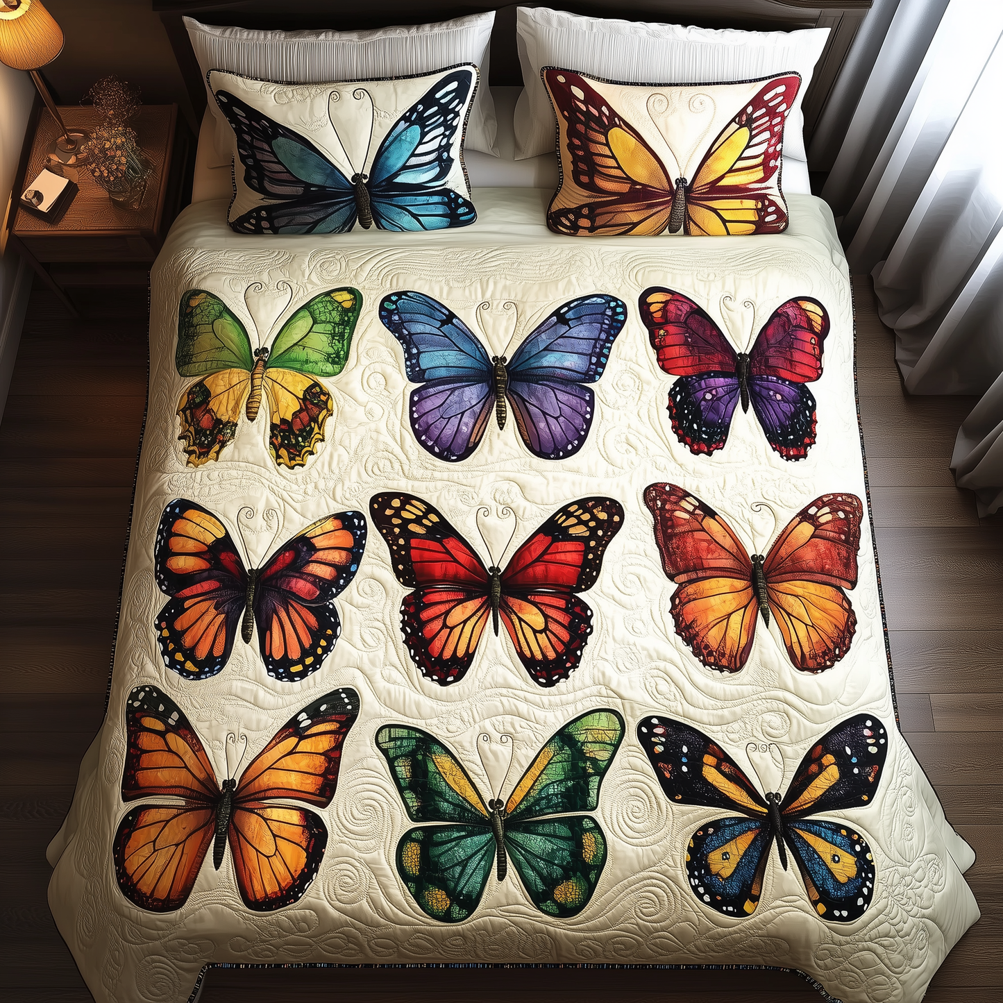 Butterfly 3-Piece Quilted Bedding Set GFTOAB187