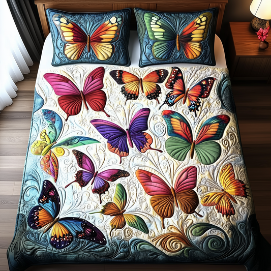 Butterfly 3-Piece Quilted Bedding Set GFTOAB189