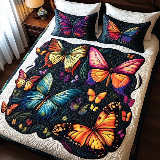 Butterfly 3-Piece Quilted Bedding Set GFTOAB190