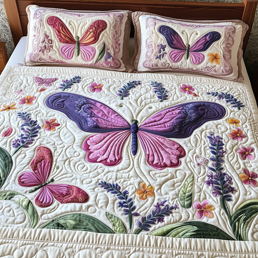 Butterfly 3-Piece Quilted Bedding Set GFTOAB192