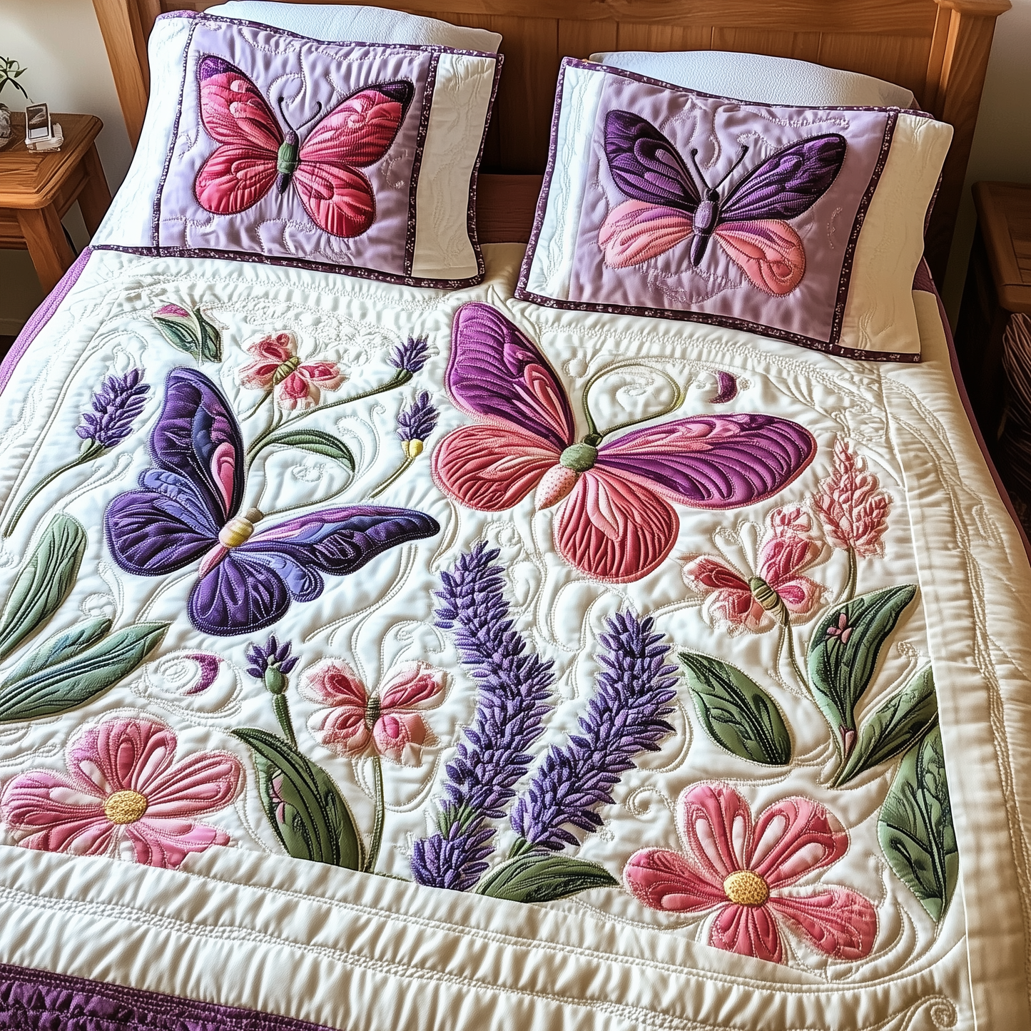 Butterfly 3-Piece Quilted Bedding Set GFTOAB193