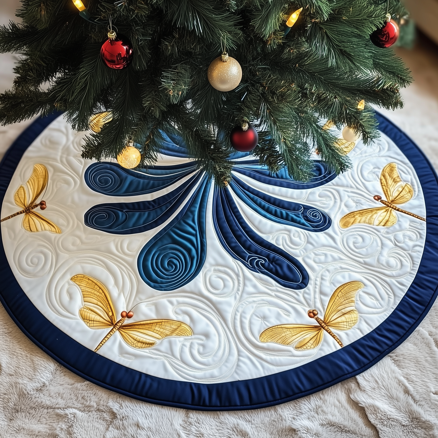 Christmas Dragonfly Quilted Tree Skirt GFTOAB200