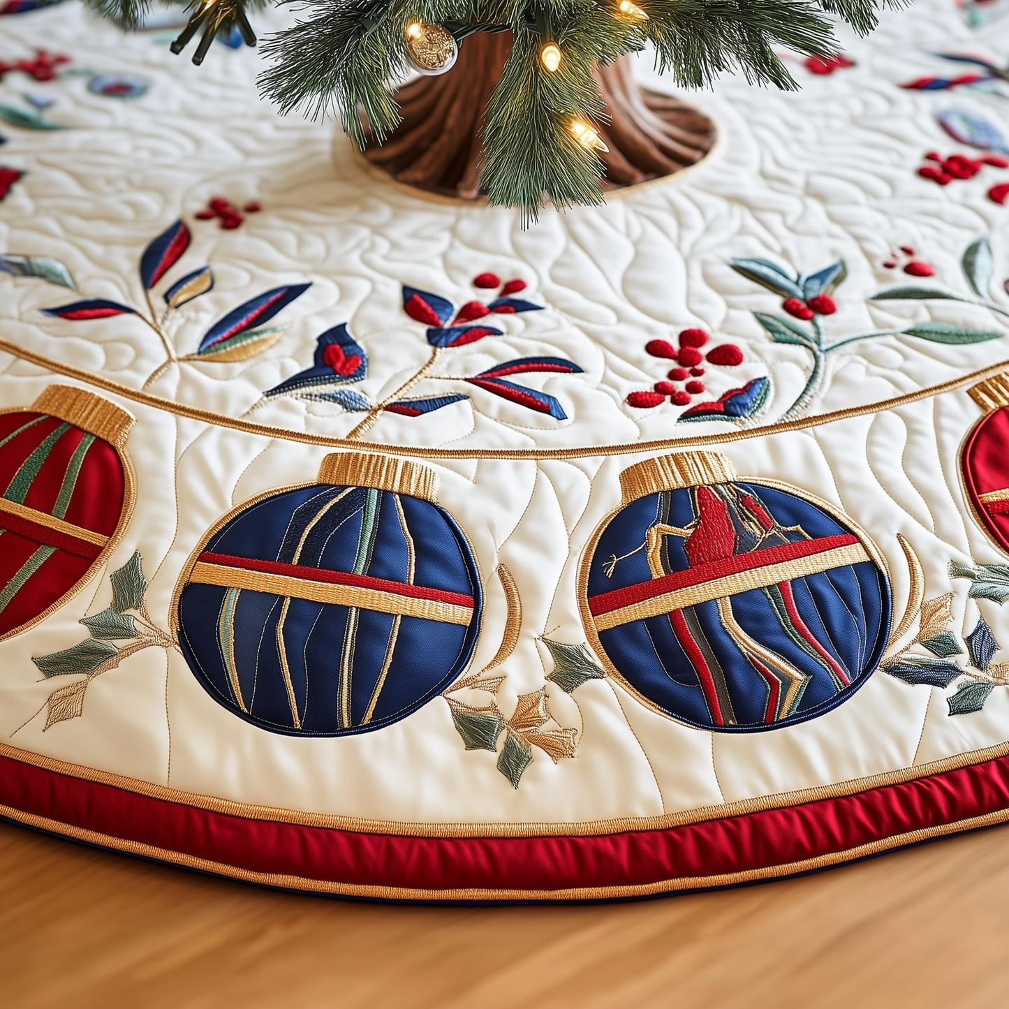 Christmas Ornaments Quilted Tree Skirt GFTOAB203