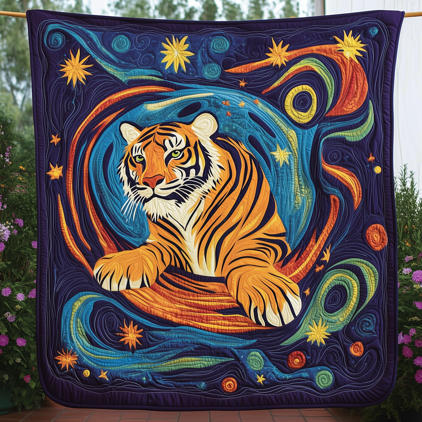 Tiger Starry Night Quilted Blanket GFTOAB210