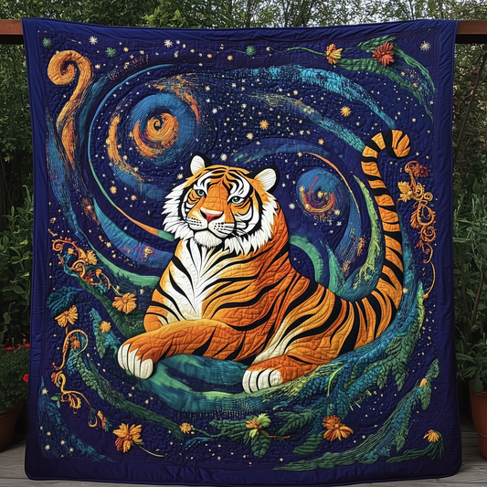 Tiger Starry Night Quilted Blanket GFTOAB212