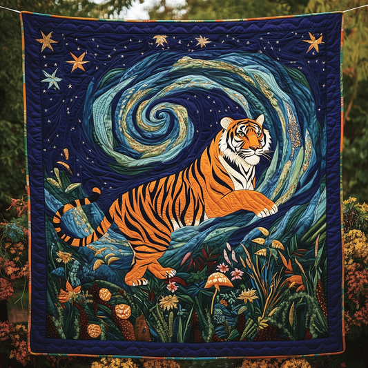 Tiger Starry Night Quilted Blanket GFTOAB213