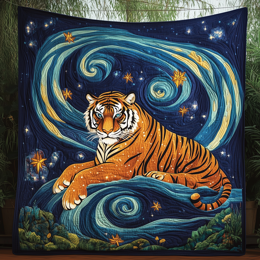 Tiger Starry Night Quilted Blanket GFTOAB214