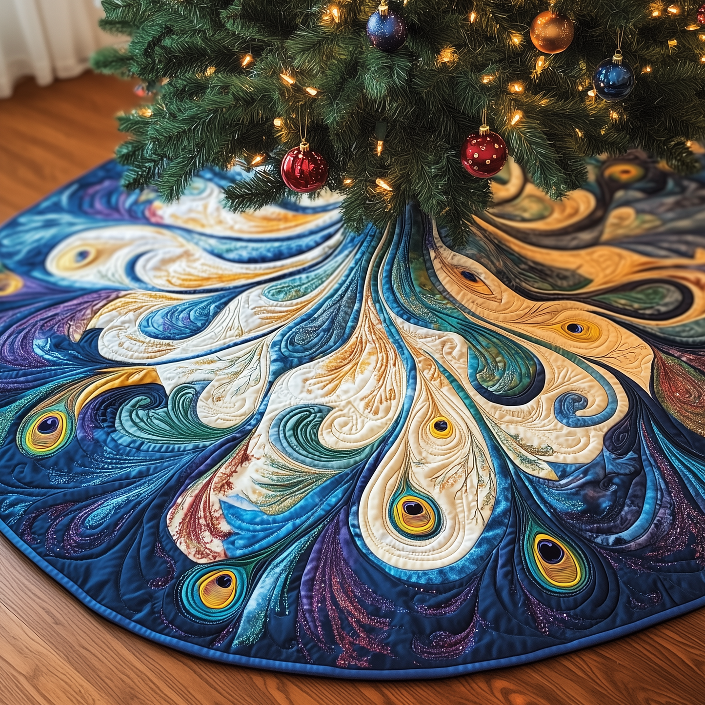 Peacock Quilted Tree Skirt GFTOAB219