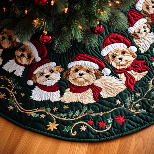 Christmas Yorkie Quilted Tree Skirt GFTOAB244