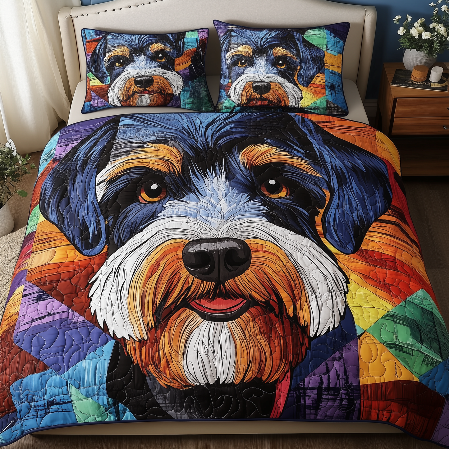 Schnauzer 3-Piece Quilted Bedding Set GFTOAB279