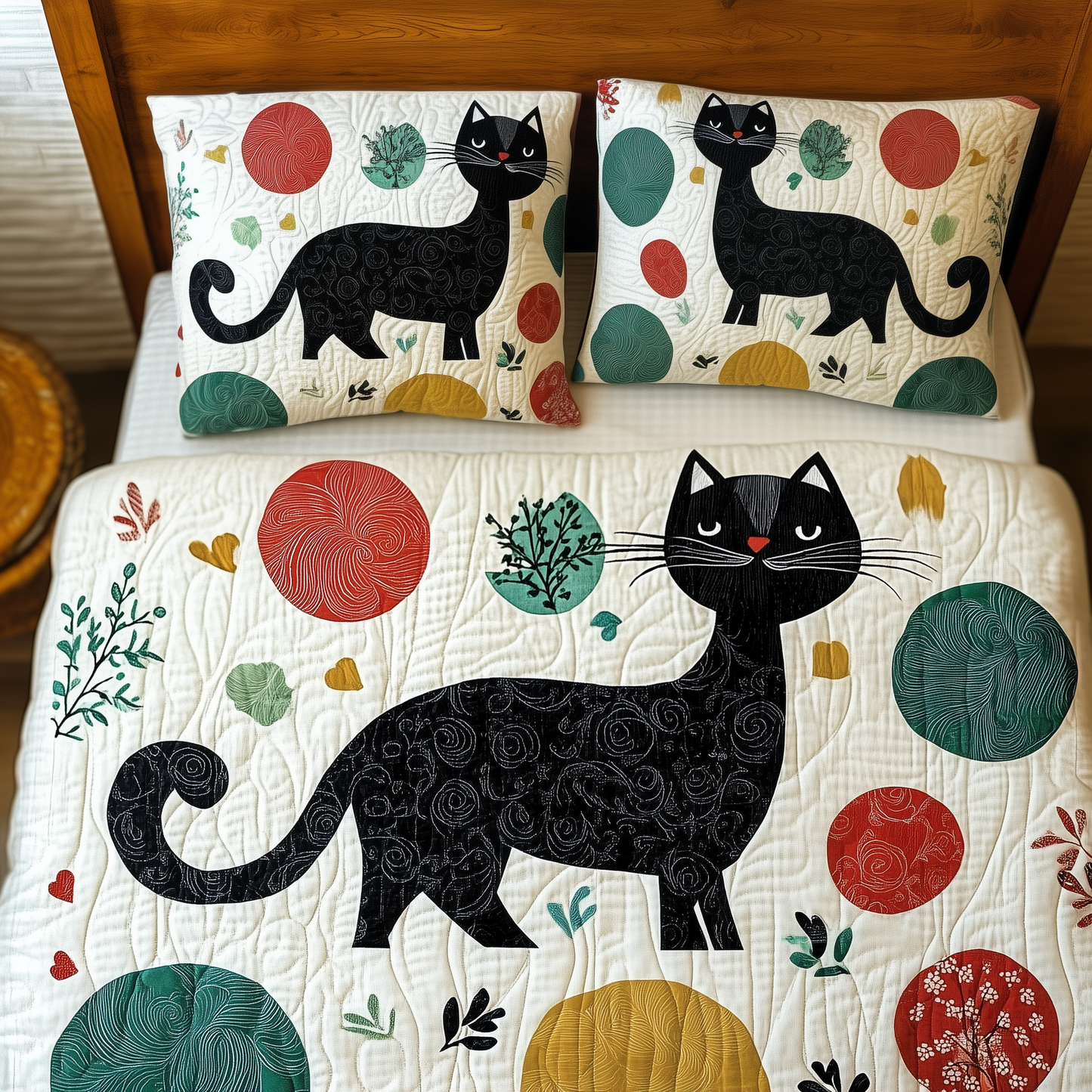 Christmas Cat 3-Piece Quilted Bedding Set GFTOAB302