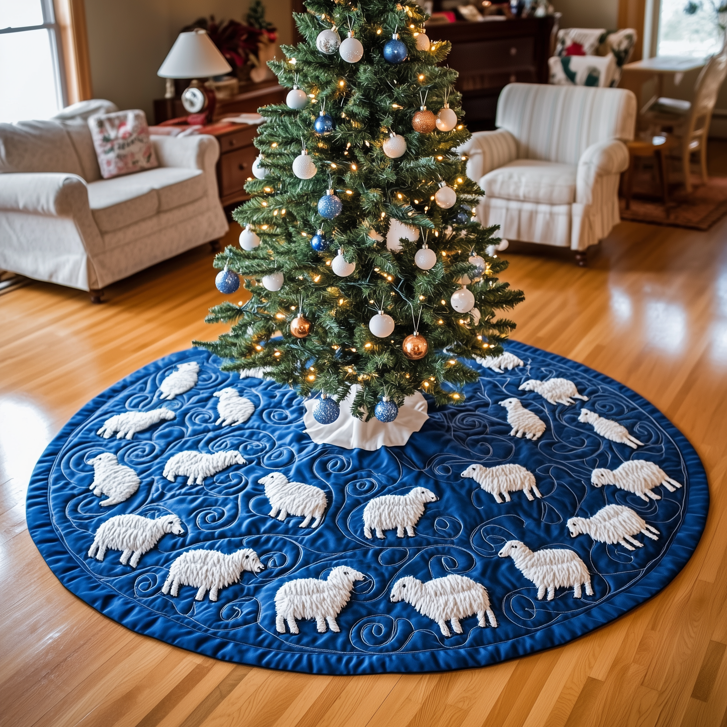 Christmas Sheep Quilted Tree Skirt GFTOAB336