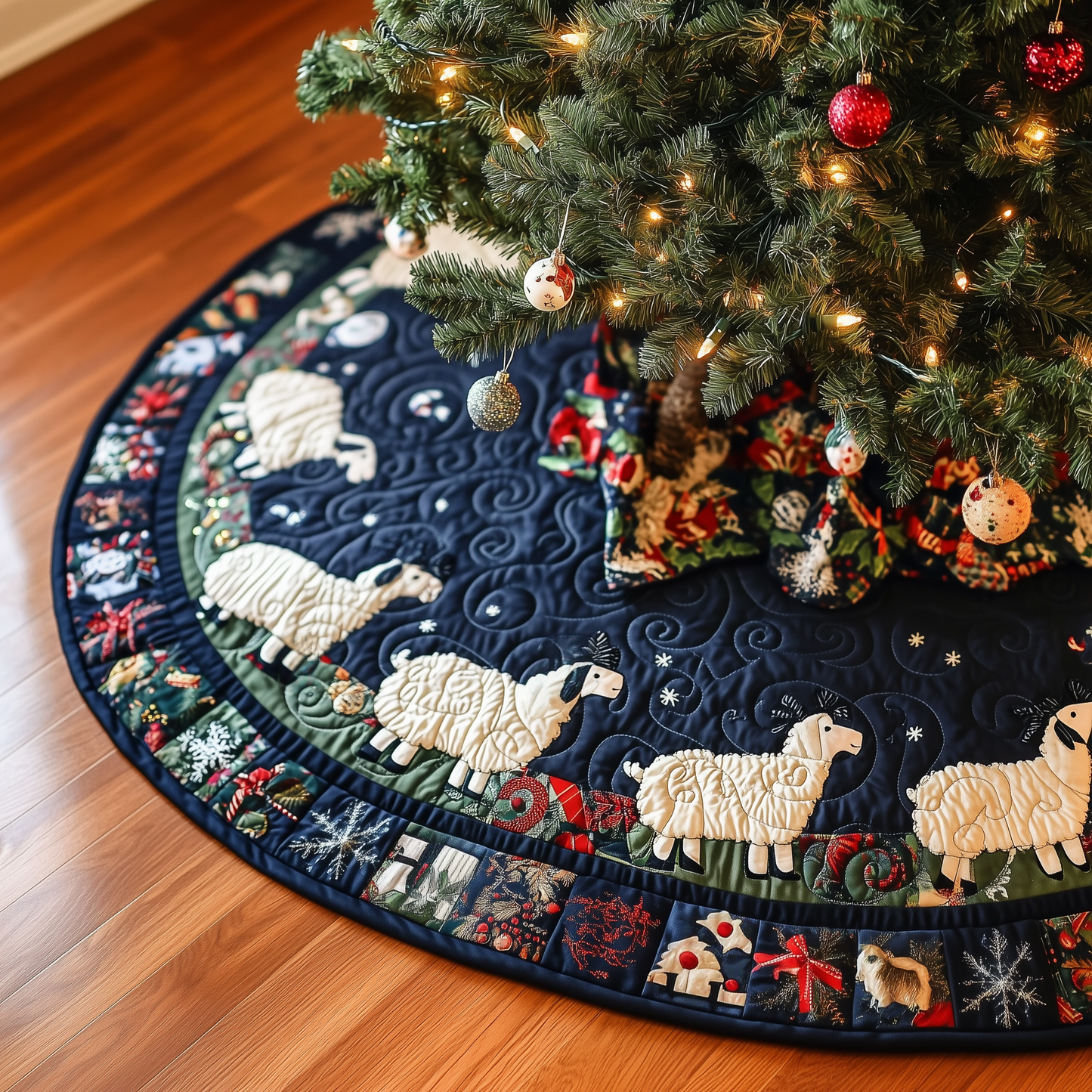 Christmas Sheep Quilted Tree Skirt GFTOAB339