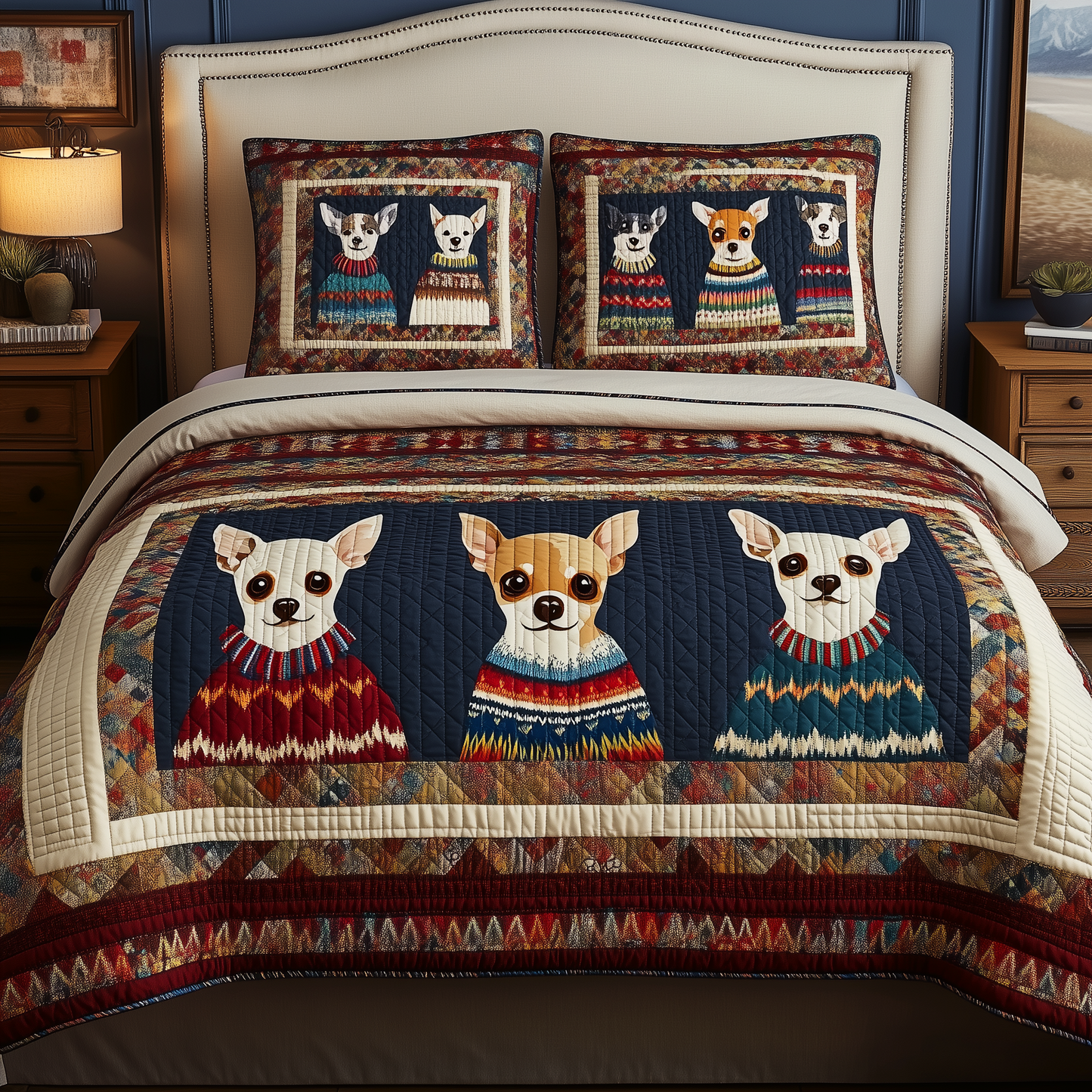 Chihuahua 3-Piece Quilted Bedding Set GFTOAB344