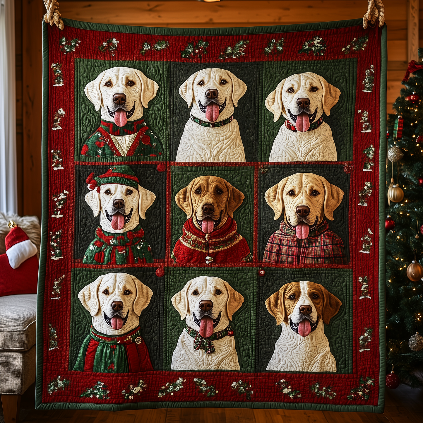 Christmas Labrador Quilted Blanket GFTOAB355