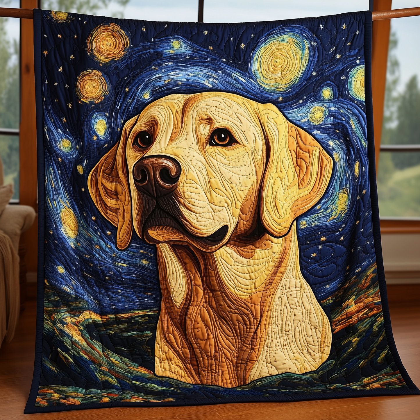 Starry Night Labrador Quilted Blanket GFTOAB357