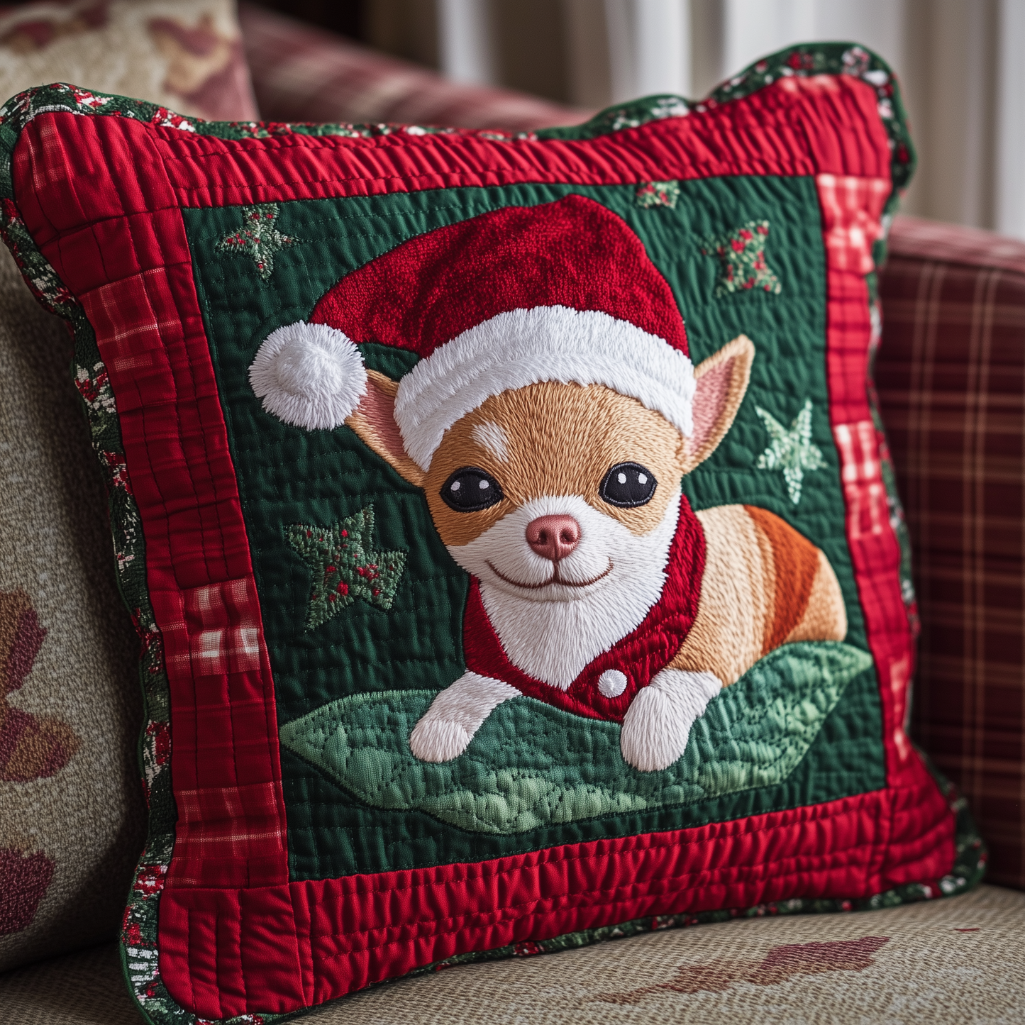 Christmas Chihuahua Quilted Pillow Case GFTOAB362