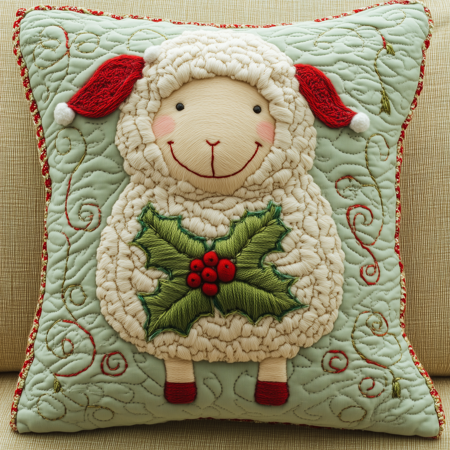 Christmas Sheep Quilted Pillow Case GFTOAB371