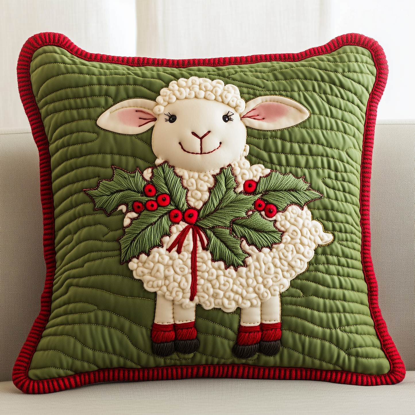 Christmas Sheep Quilted Pillow Case GFTOAB372