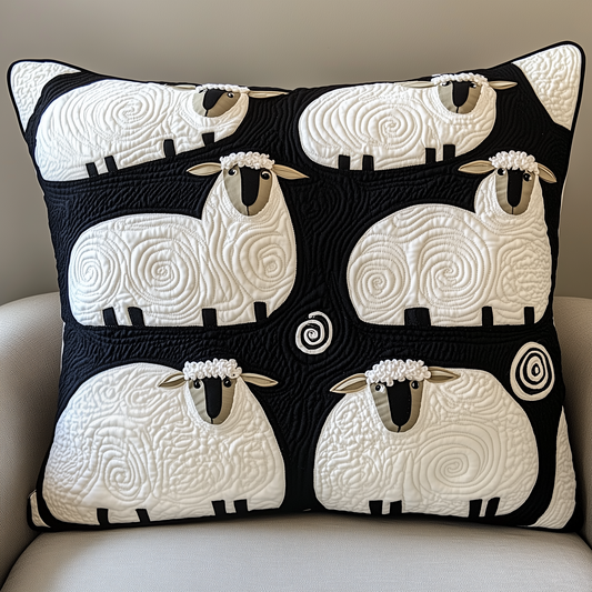 Black and White Sheep Quilted Pillow Case GFTOAB379