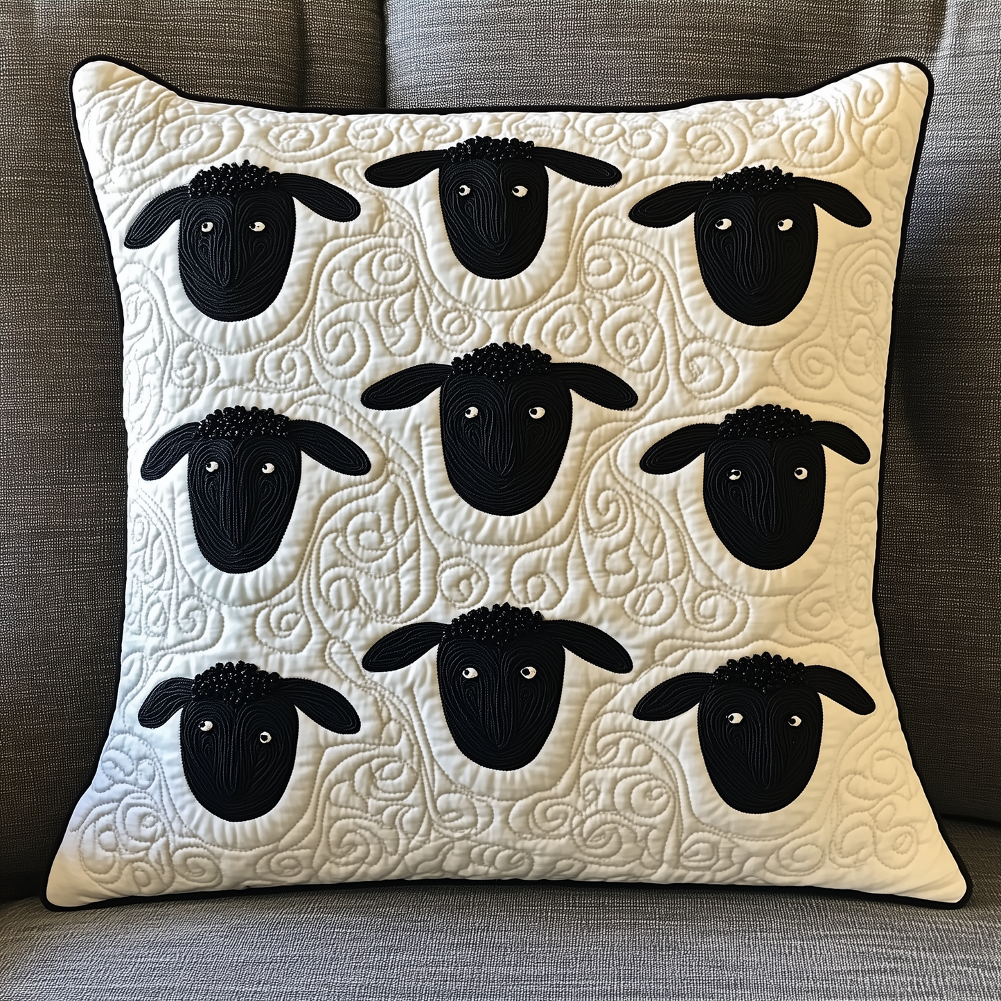 Black and White Sheep Quilted Pillow Case GFTOAB380