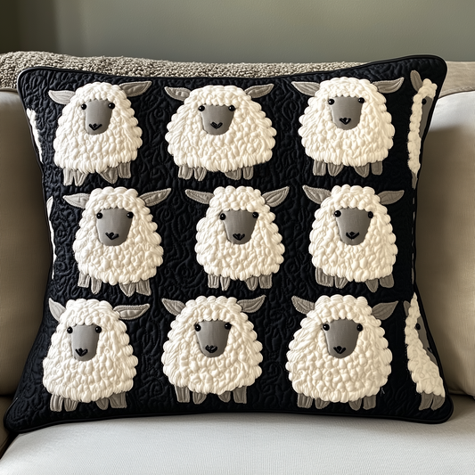 Black and White Sheep Quilted Pillow Case GFTOAB382