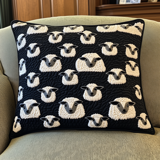 Black and White Sheep Quilted Pillow Case GFTOAB383