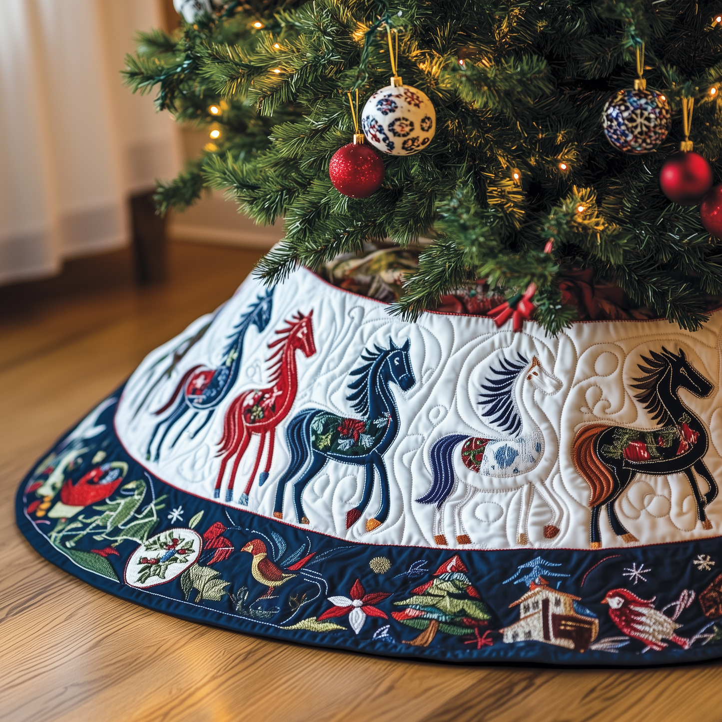 Christmas Horse Quilted Tree Skirt GFTOAB393