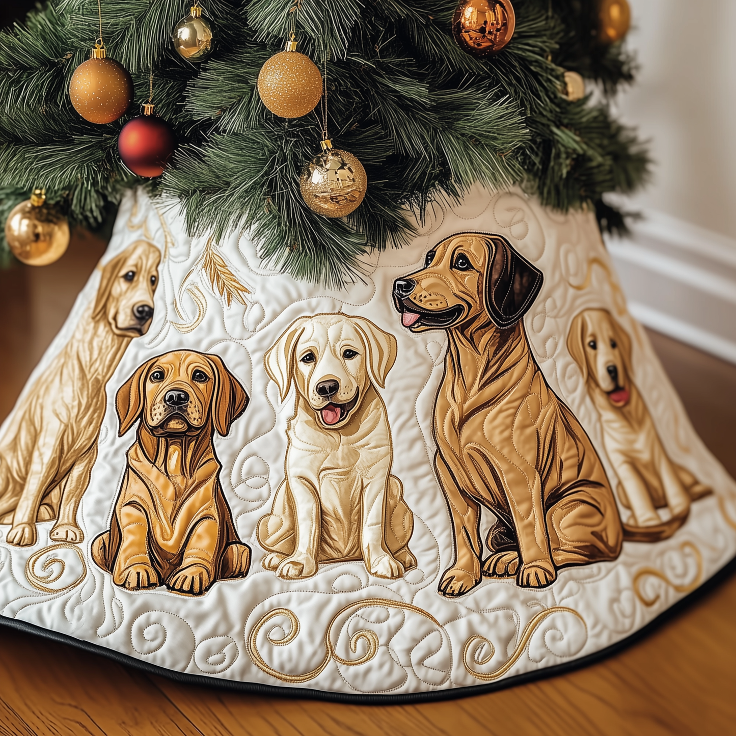 Christmas Labrador Quilted Tree Skirt GFTOAB401