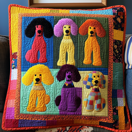 Colorful Poodle Quilted Pillow Case GFTOAB425