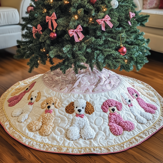 Christmas Poodle Quilted Tree Skirt GFTOAB443