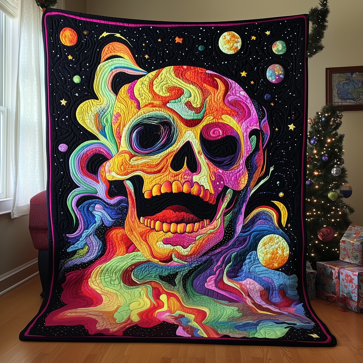 Galaxy Skull Quilted Blanket GFTOAB453