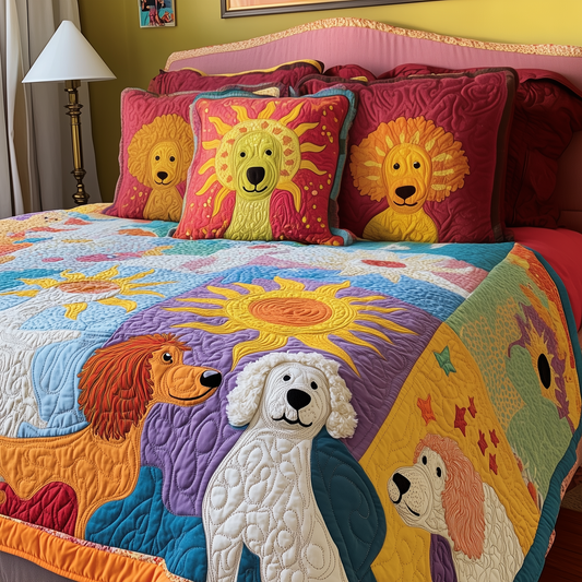 Sunny Poodle 3-Piece Quilted Bedding Set GFTOAB467