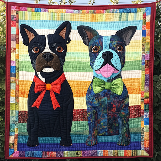 Boston Terrier Quilted Blanket GFTOAB493