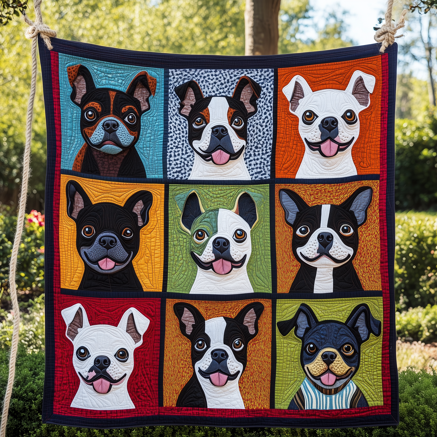 Boston Terrier Quilted Blanket GFTOAB497