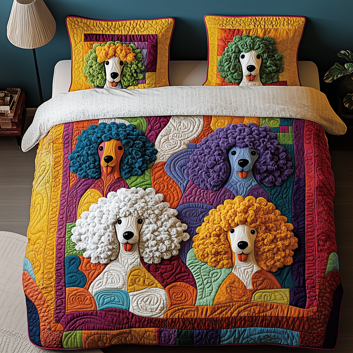 Poodle 3-Piece Quilted Bedding Set GFTOAB500