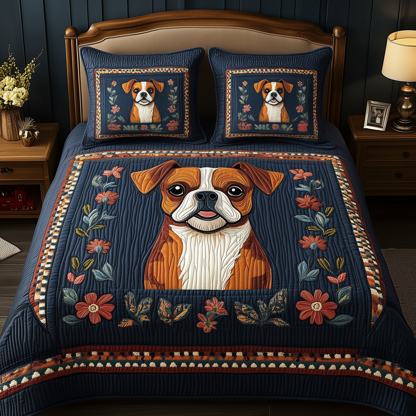 Boxer Dog 3-Piece Quilted Bedding Set GFTOAB503