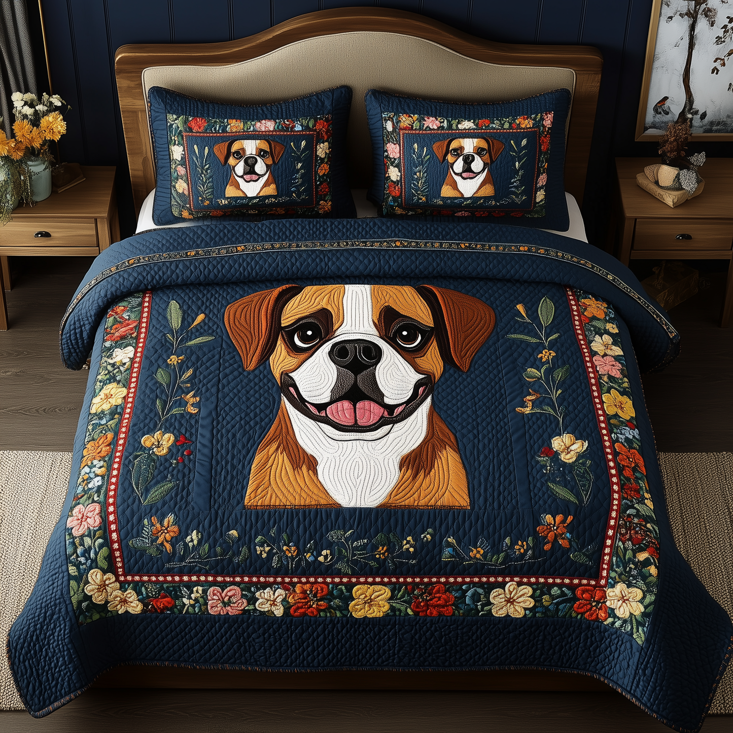 Boxer Dog 3-Piece Quilted Bedding Set GFTOAB504