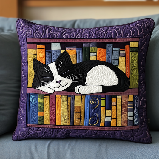 Cat Bookcase Quilted Pillow Case GFTOAB526